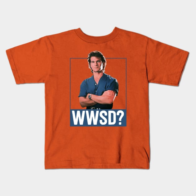 What Would Swayze Do? Kids T-Shirt by mikevotava